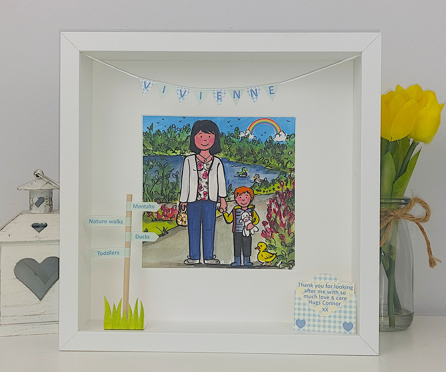 CHILDMINDER & AU PAIR & NANNY Gift – Personalised framed Illustration