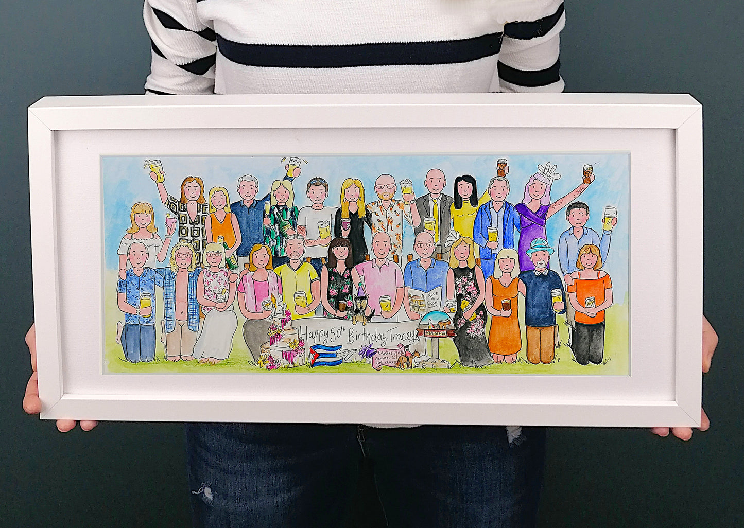The whole gang together | water colour illustration friendhip framed picture