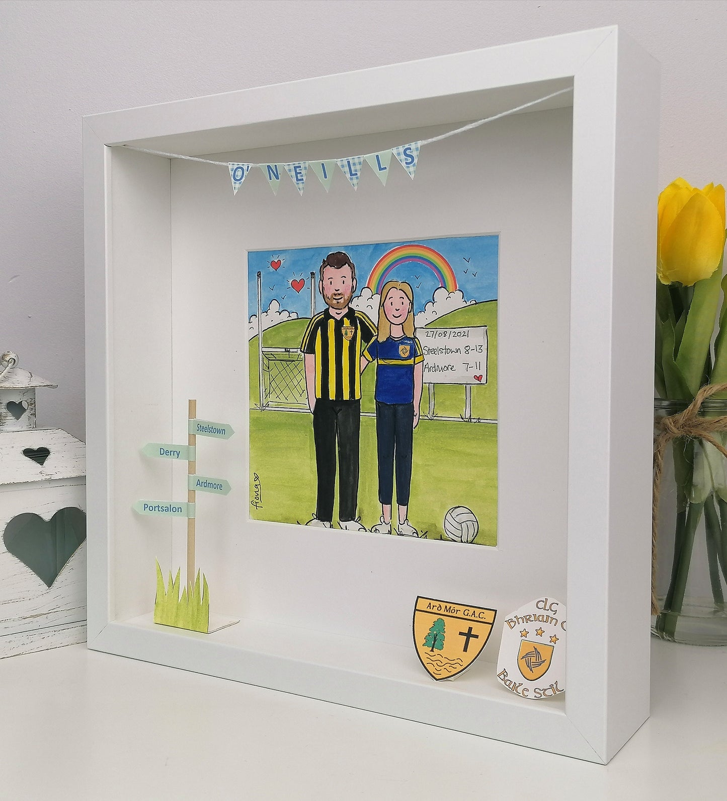 Gaelic Football Boyfriend Gift - Personalised GAA Illustration - Custom Design for Hurling & Camogie - Husband and Wife GAA Print