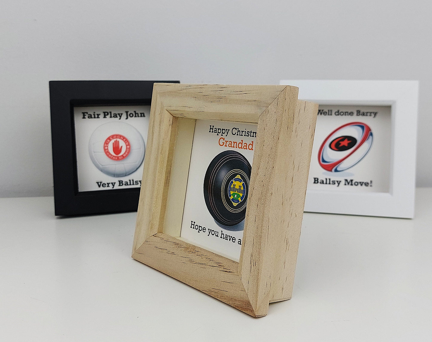 Bowling gift idea personalised for Granda, Small framed print with Team Crest or logo, Your words or Slogan