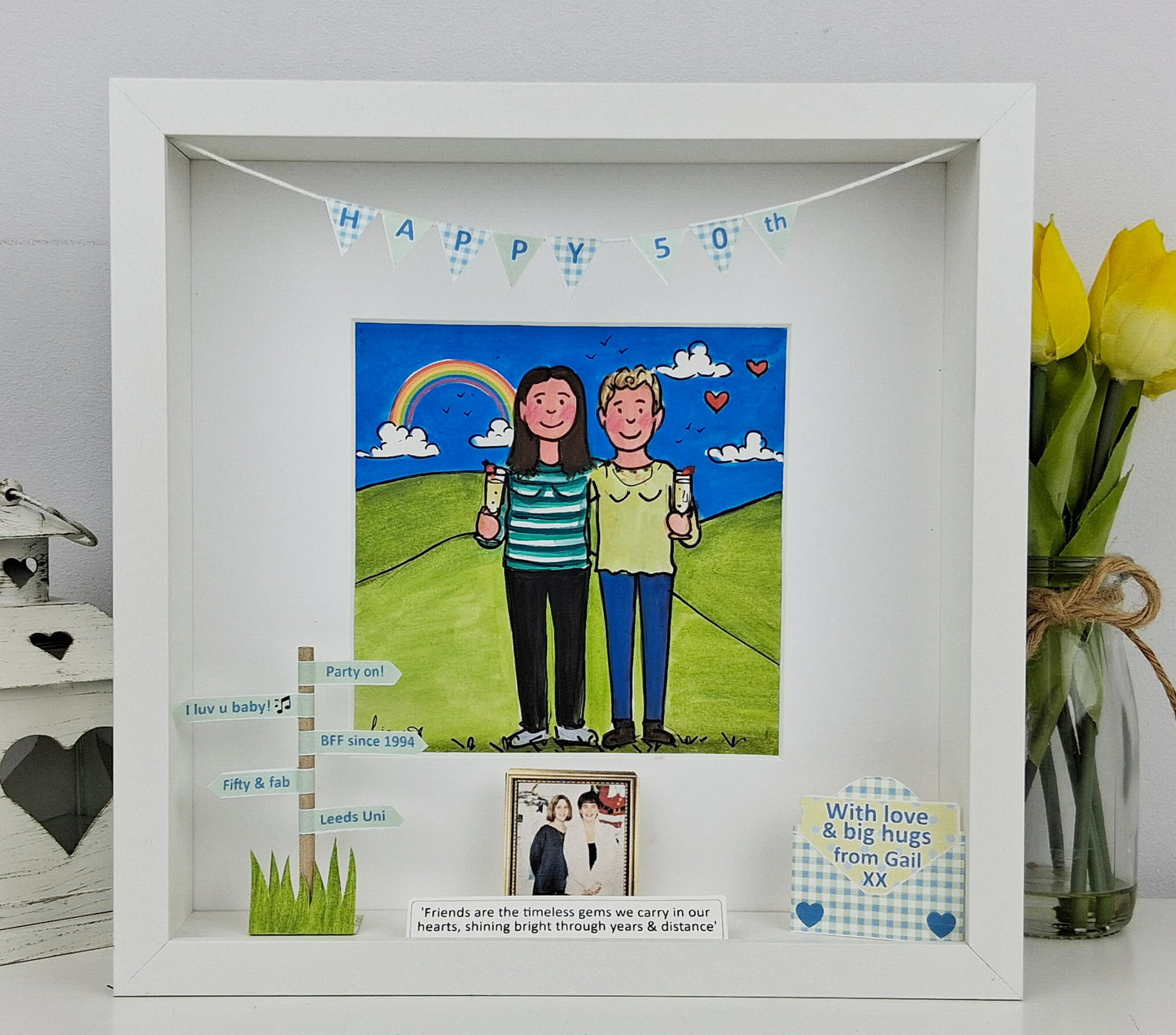 BEST FRIENDS Personalised Illustration | Custom Friendship Gift for Birthdays & Milestones by Art by Fiona Murray