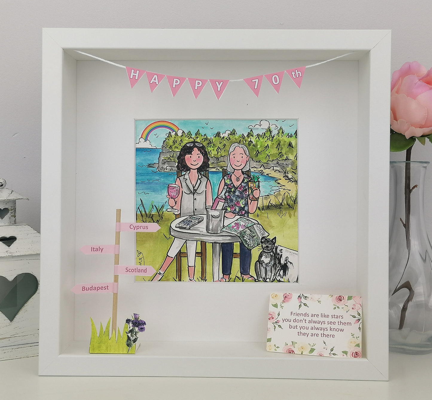 BEST FRIENDS Personalised Illustration | Custom Friendship Gift for Birthdays & Milestones by Art by Fiona Murray
