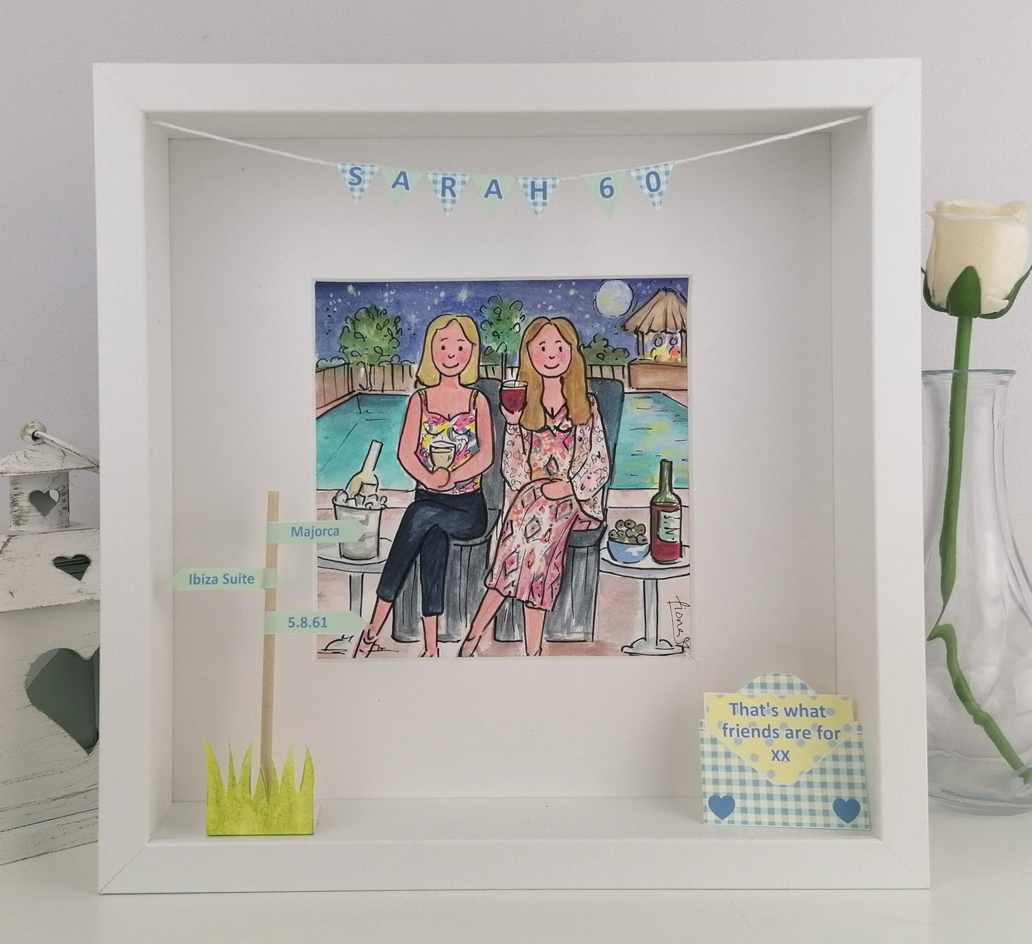 BEST FRIENDS Personalised Illustration | Custom Friendship Gift for Birthdays & Milestones by Art by Fiona Murray