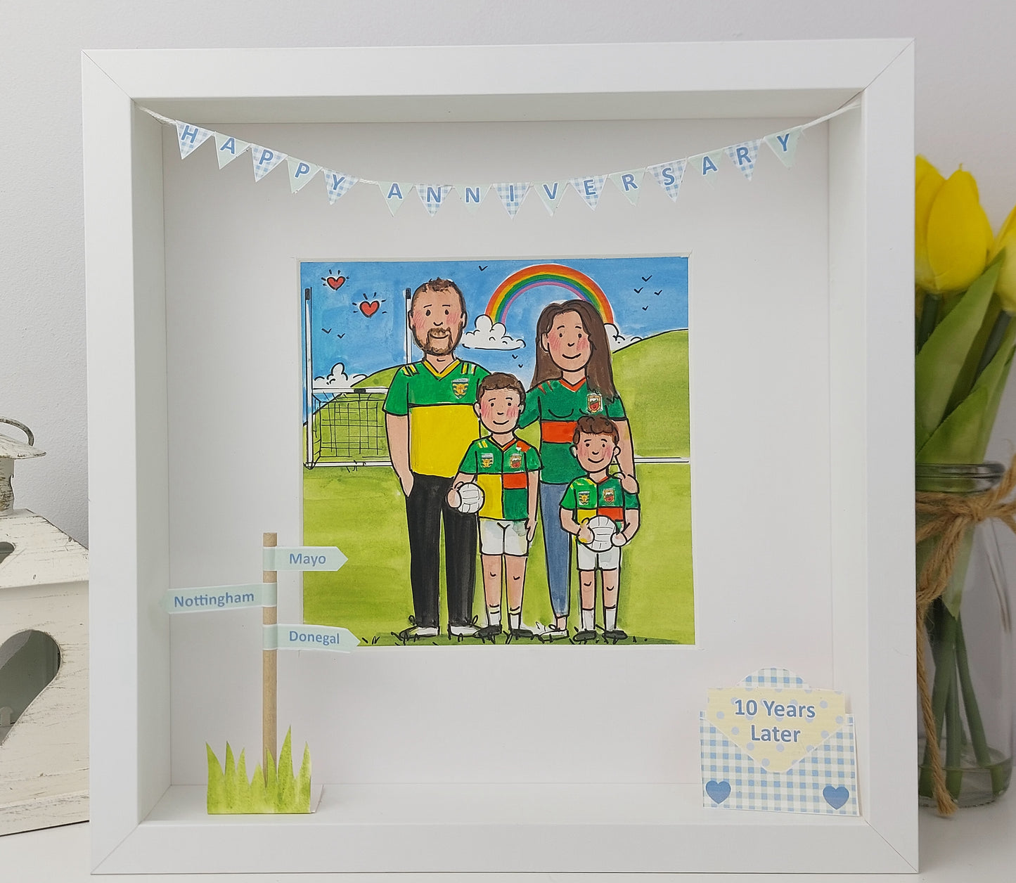 GAELIC FOOTBALL, HURLING & CAMOGIE Family Illustration – Personalised Gift
