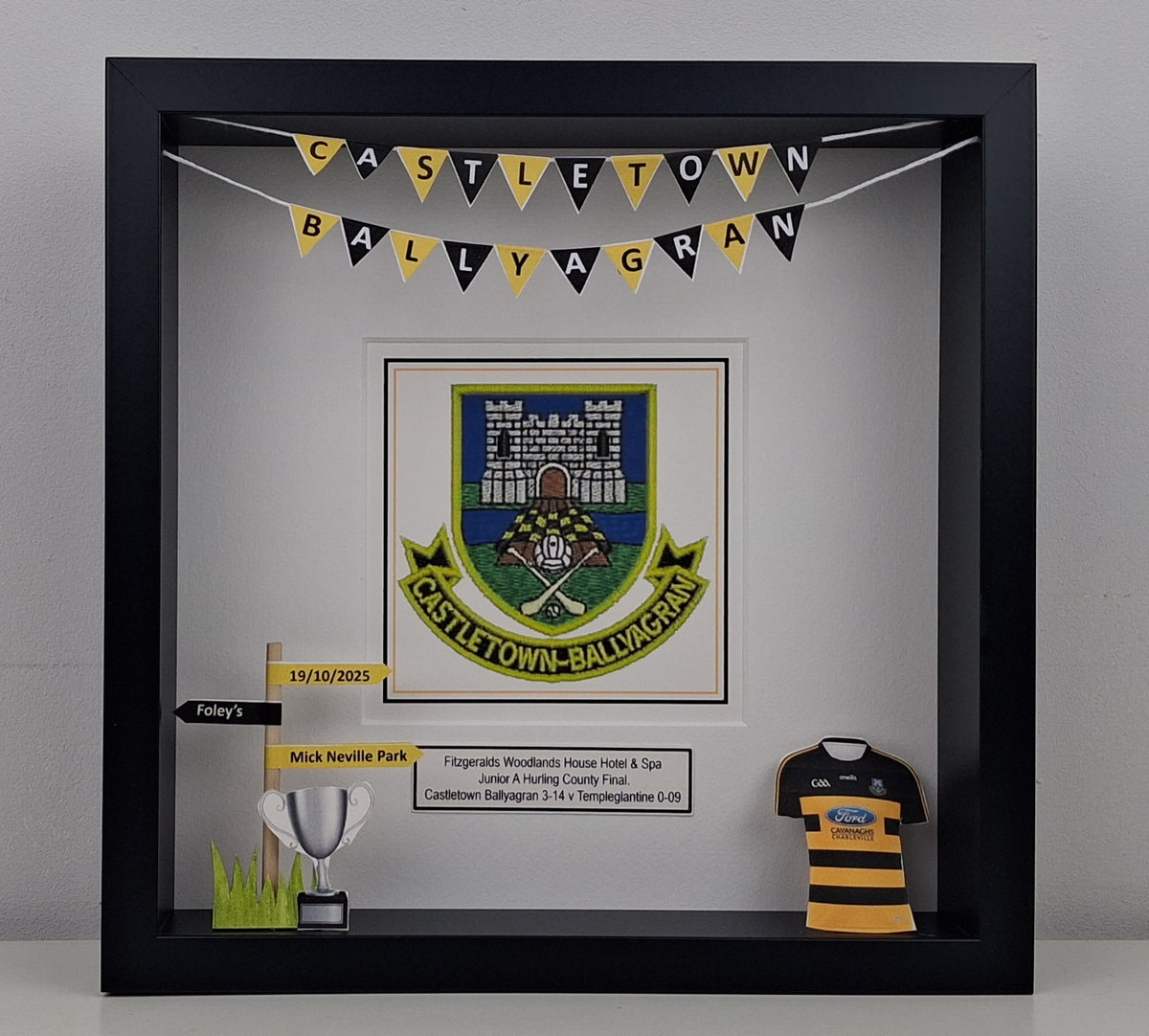 Sports Team Crests Box Frame Print | Gaelic Football, Hurling, Camogie