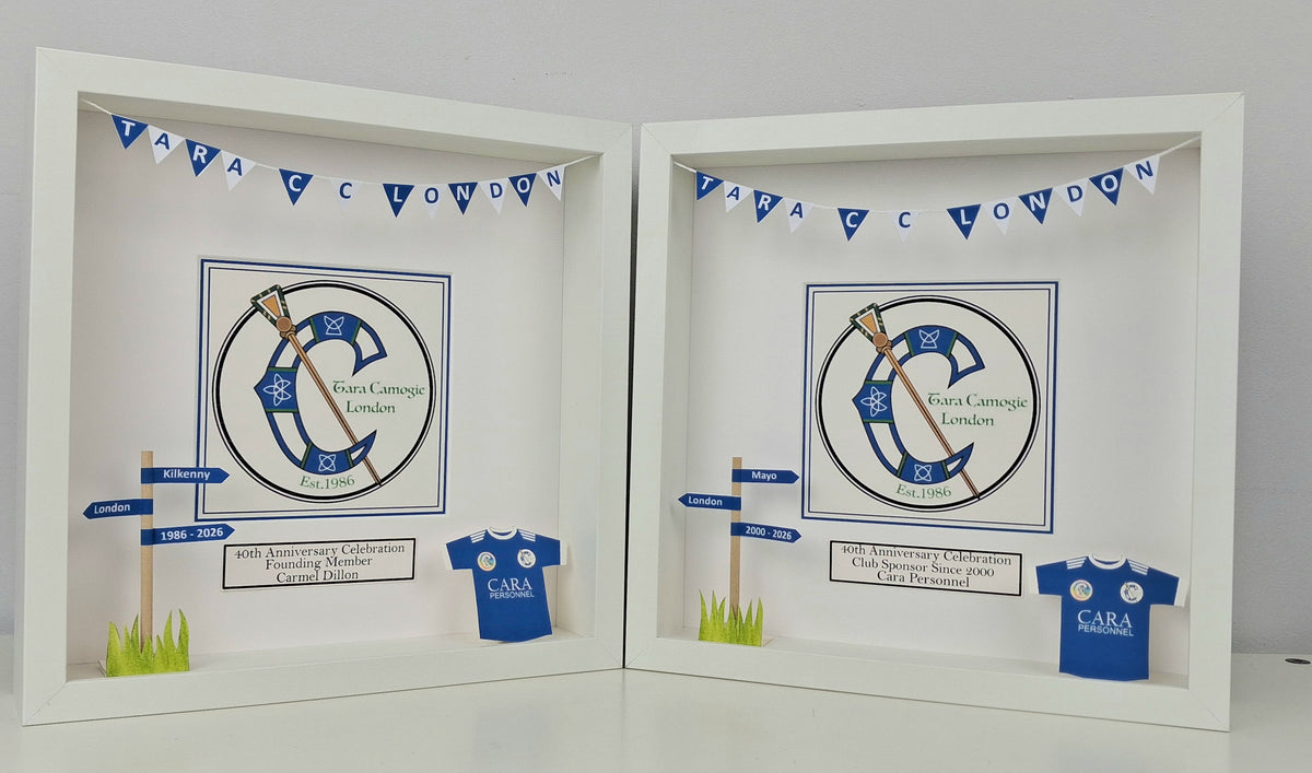 Sports Team Crests Box Frame Print | Gaelic Football, Hurling, Camogie