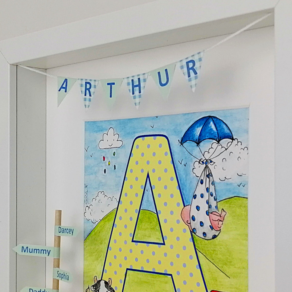 Baby Boy Initial Box Frame | Blue Dinosaur Keepsake