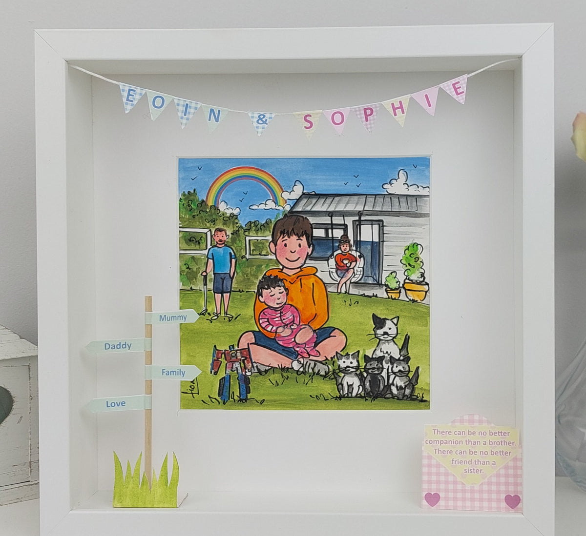 New Baby Brother or Sister Gift | Personalised Family Box Frame