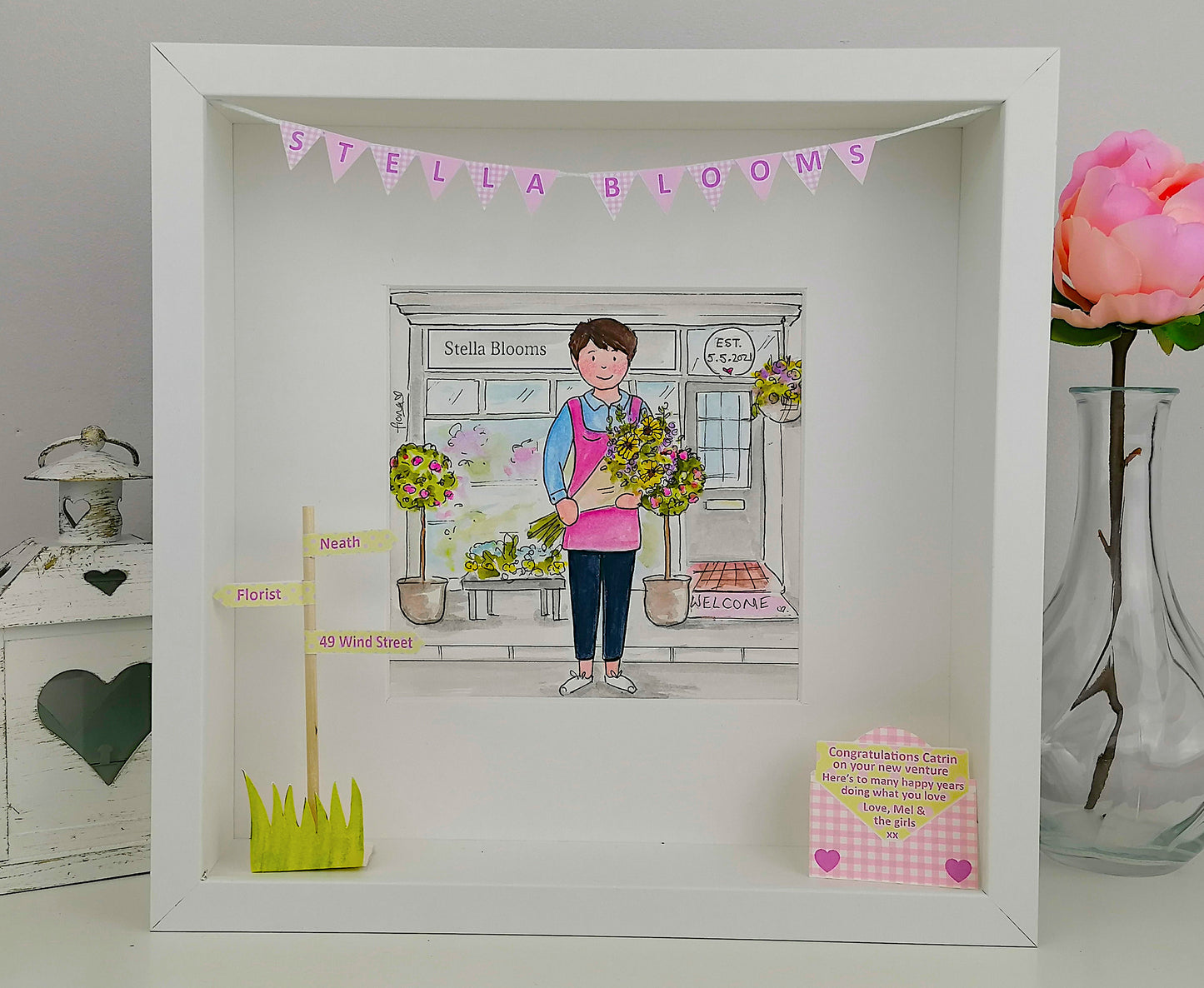 NEW BUSINESS Personalised Opening Gift – Custom Illustrated Wall Art