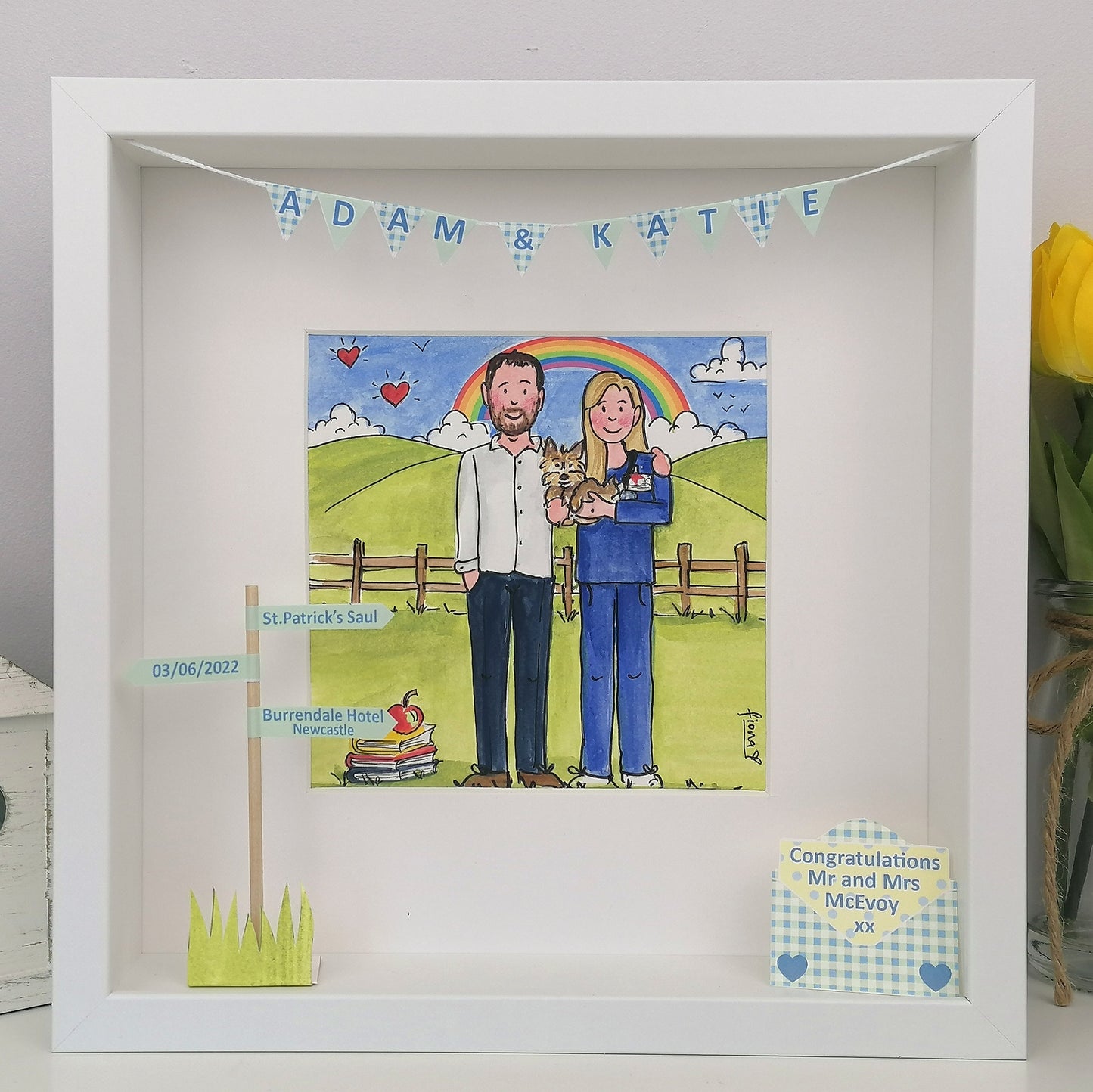 ENGAGEMENT Personalised Illustration | Custom Couple Gift by Art by Fiona Murray