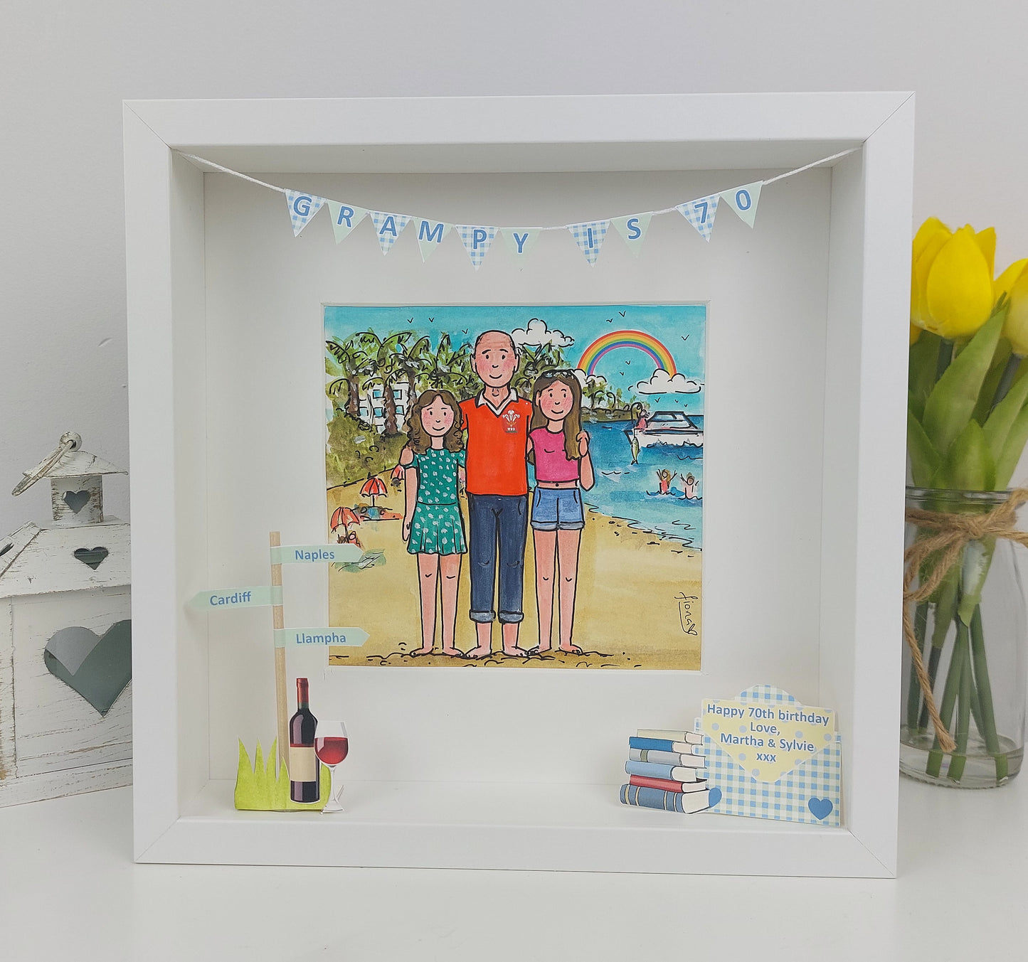 GRANDAD from Grandchildren - Personalised Box Frame Illustration
