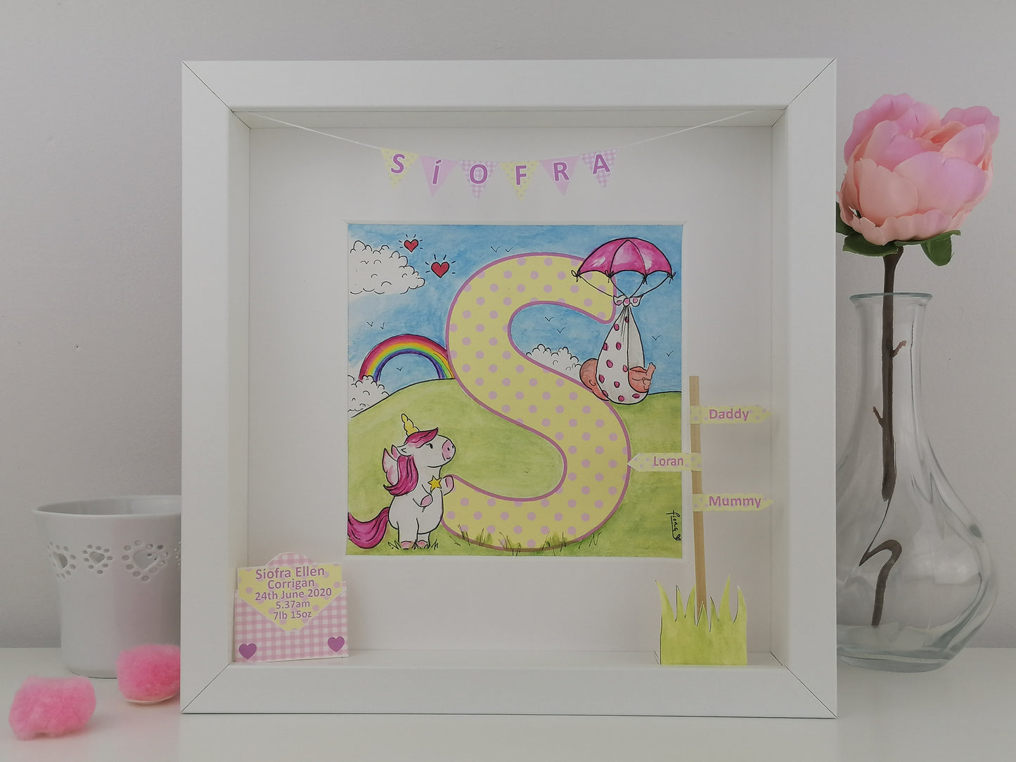 BABY INITIAL ART Personalised Nursery Keepsake | Name Wall Art by Art by Fiona Murray