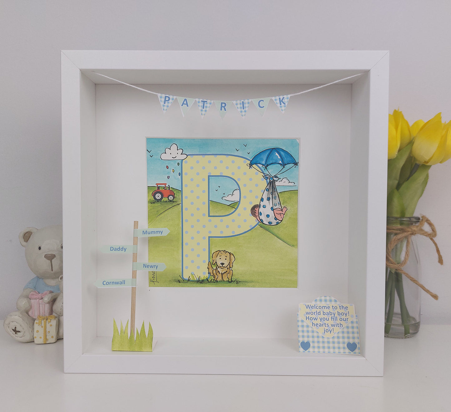 BABY INITIAL ART Personalised Nursery Keepsake | Name Wall Art by Art by Fiona Murray
