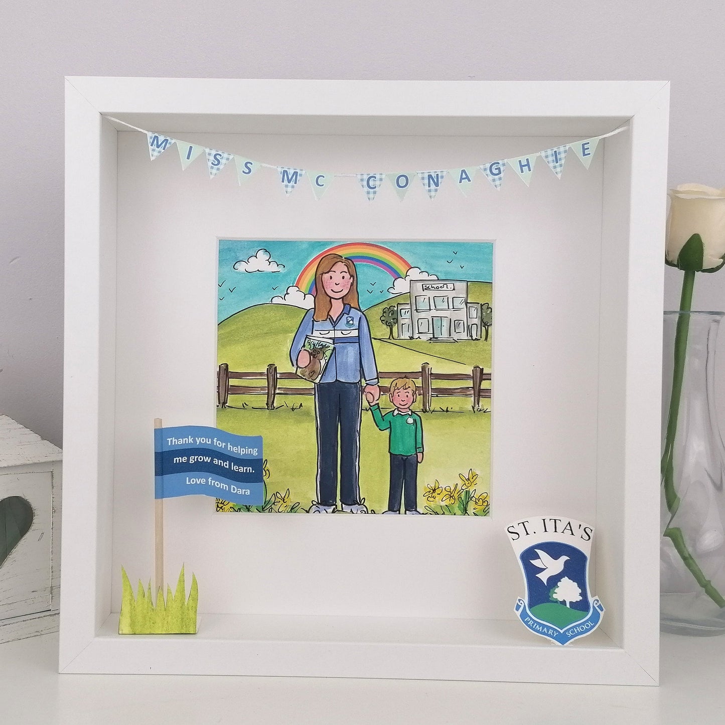 TEACHER OR PRINCIPAL Leaving or Retirement Gift – Personalised Box Frame Keepsake
