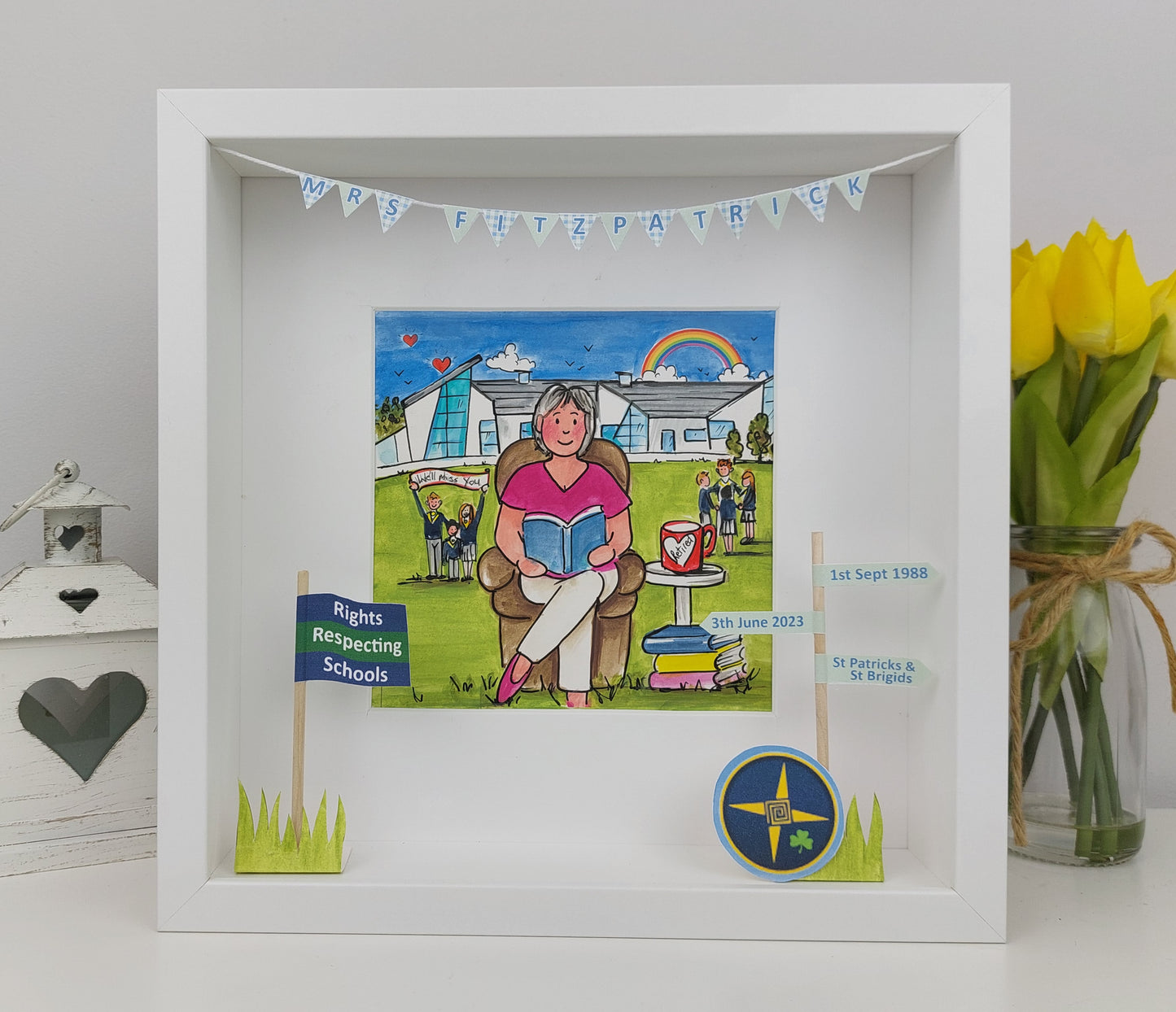 TEACHER OR PRINCIPAL Leaving or Retirement Gift – Personalised Box Frame Keepsake