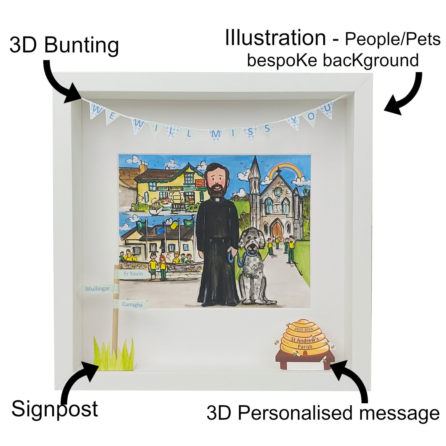 PRIEST OR BISHOP - Leaving, Retirement & Ordination - Personalised Custom Illustration Keepsake
