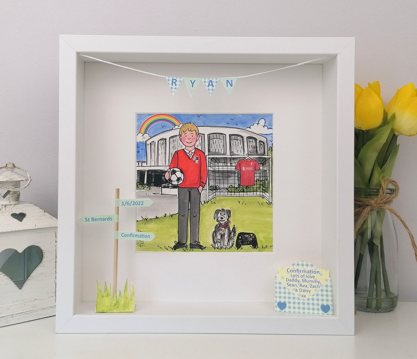 FIRST HOLY COMMUNION or CONFIRMATION -  Personalised Box Frame Gift for Boys