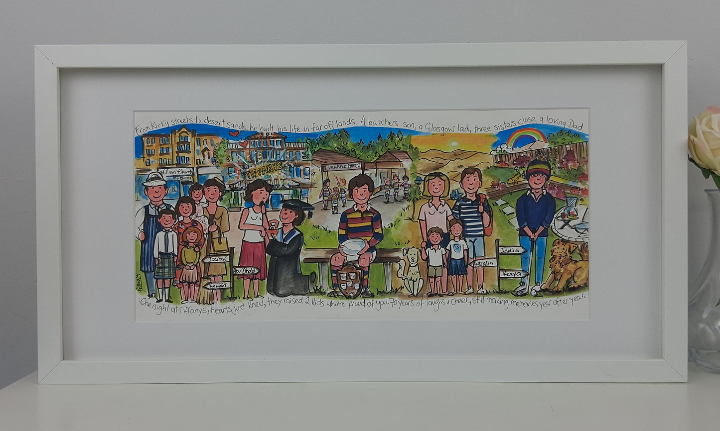 BIRTHDAY – Dad, Husband & Grandad Life Story Timeline Storyboard Illustration