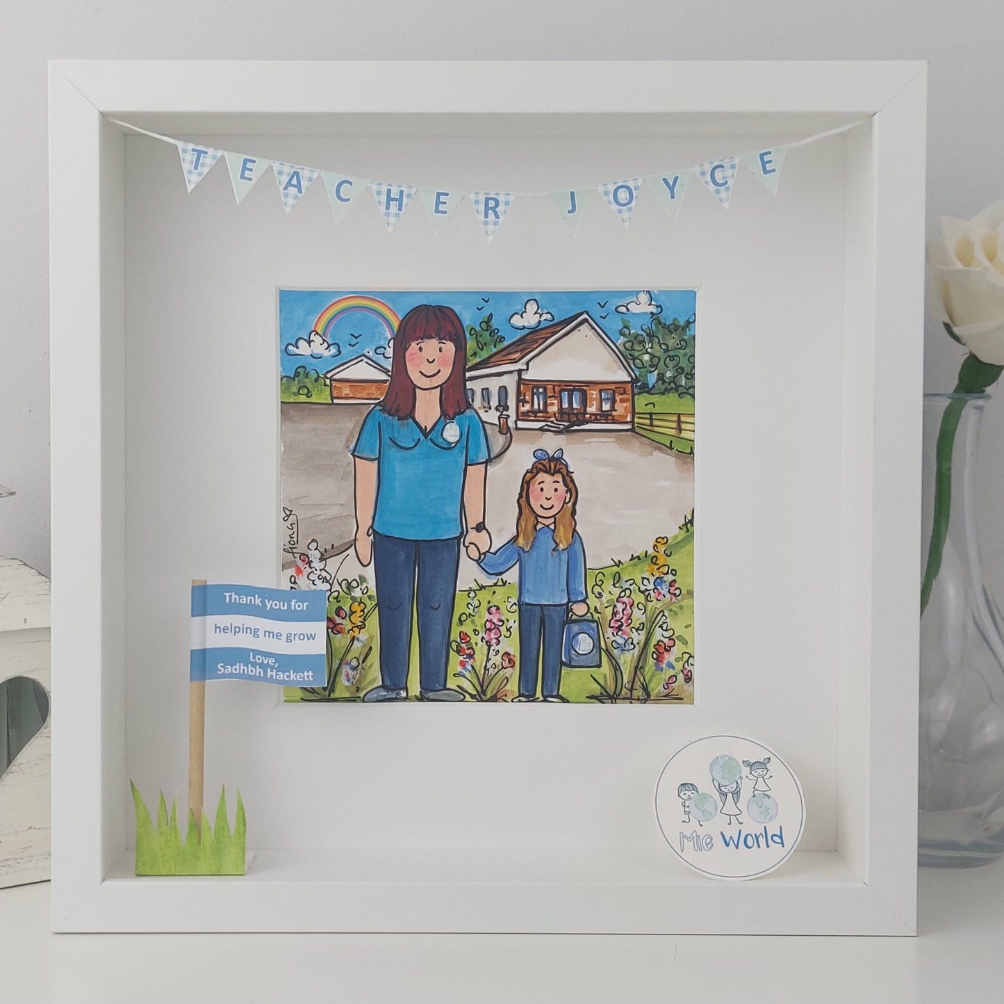 TEACHER THANK YOU Hand-Painted Illustration | Personalised Teacher Gift