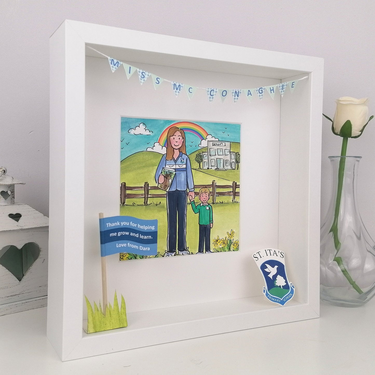 TEACHER THANK YOU Hand-Painted Illustration | Personalised Teacher Gift