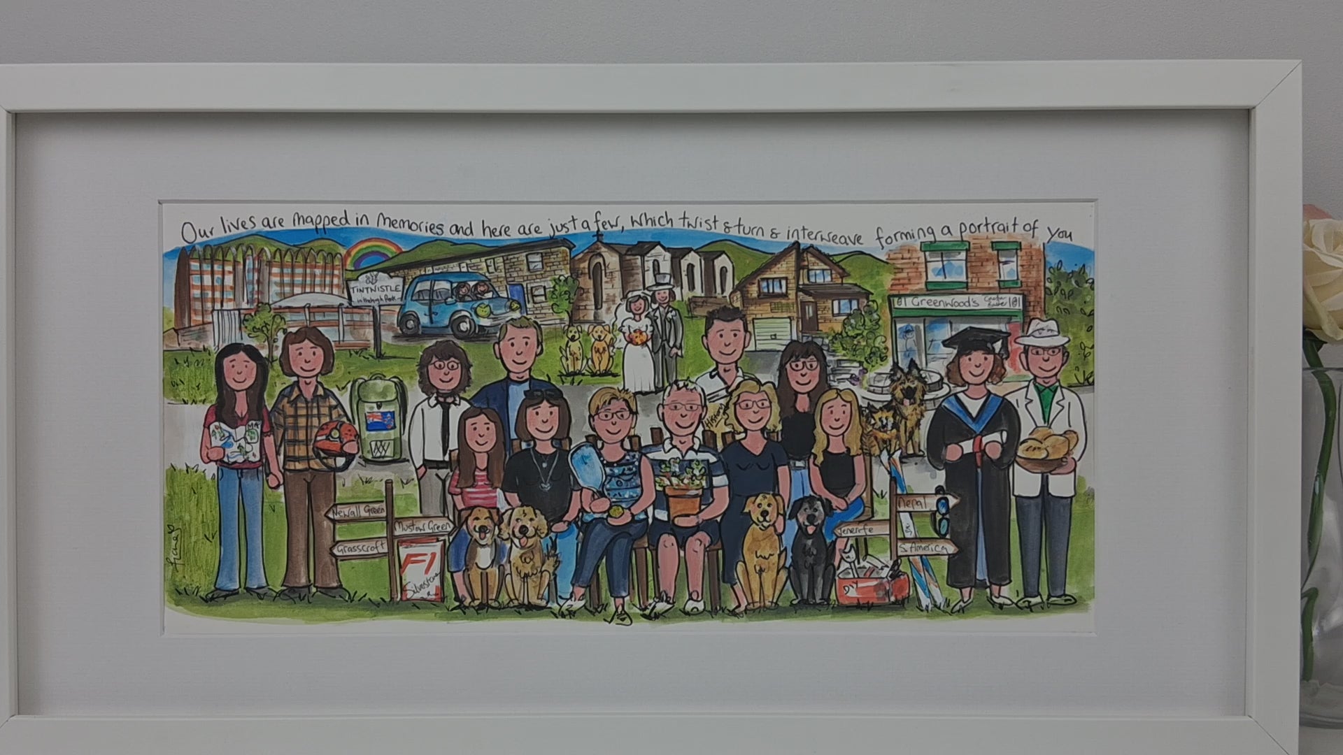video of Grandparents with family group illustration