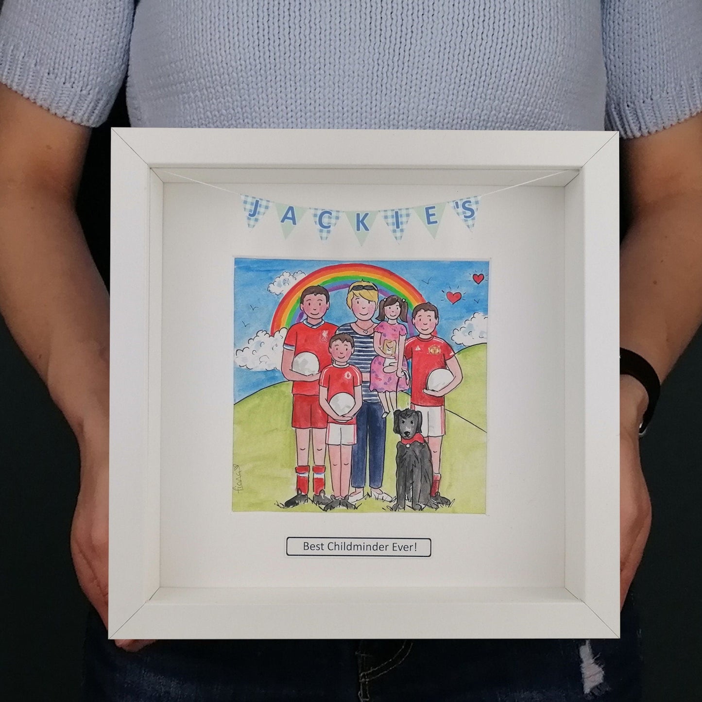 white box frame with Childminder Jackie with the Kids Illustration - Thank You