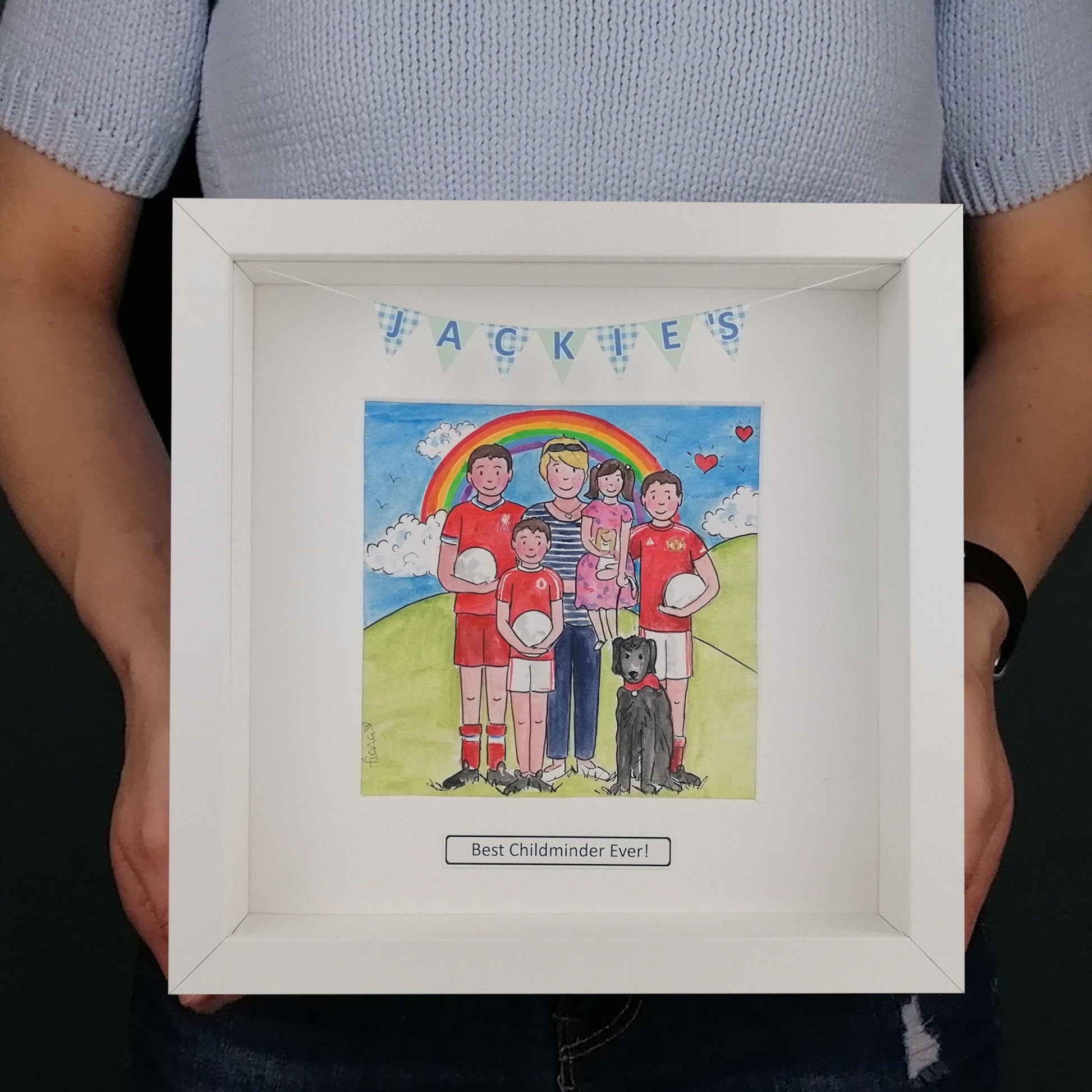 white box frame with Childminder Jackie with the Kids Illustration - Thank You