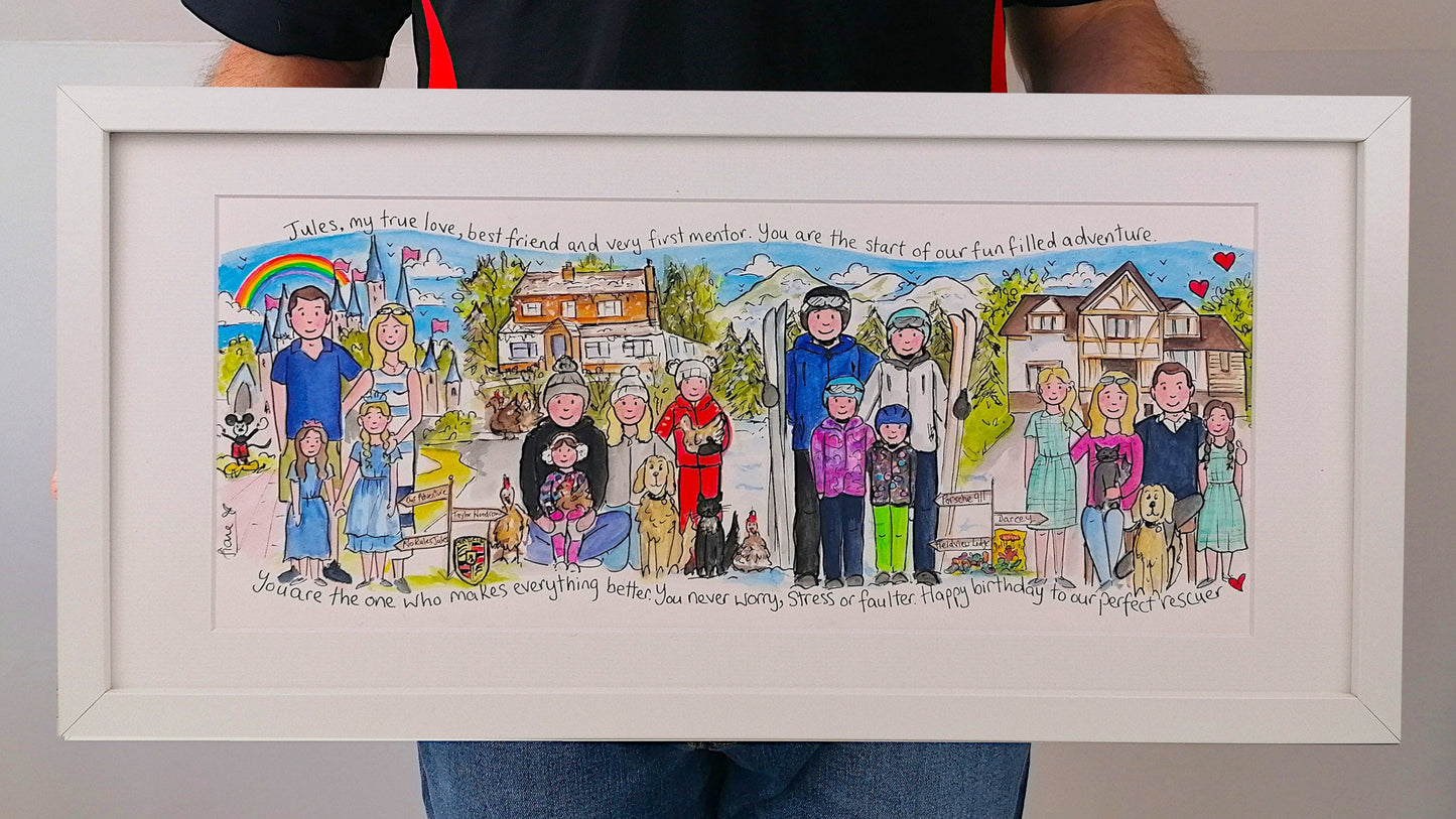 BIRTHDAY – Dad, Husband & Grandad Life Story Timeline Storyboard Illustration