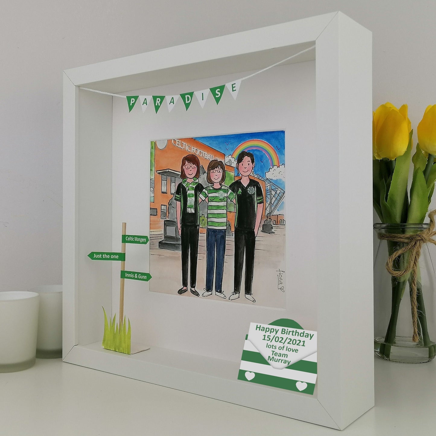 Paradise Celtic supporters gift for mum - Personalised illustration