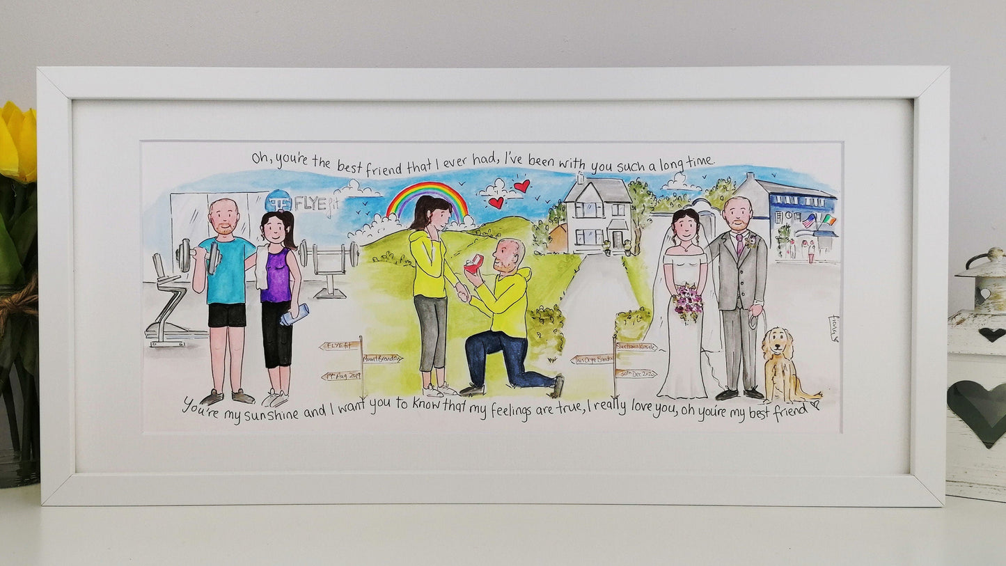scenes of cartoon couple getting married