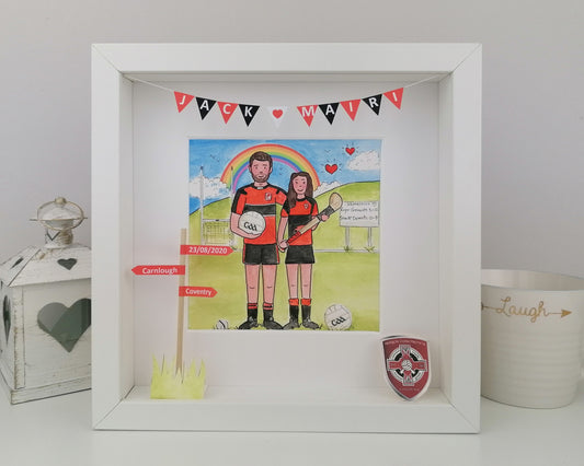 Rugby Couple Illustration - Engagement Hockey Gift - Rugby & Hockey Water colour - ANY Amateur Sport Available