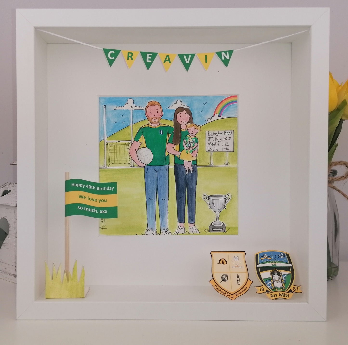 GAA Engagement Gift Idea - Personalised Gaelic Football Illustration - Custom Designed for Hurling & Camogie - Wedding Couple Gift