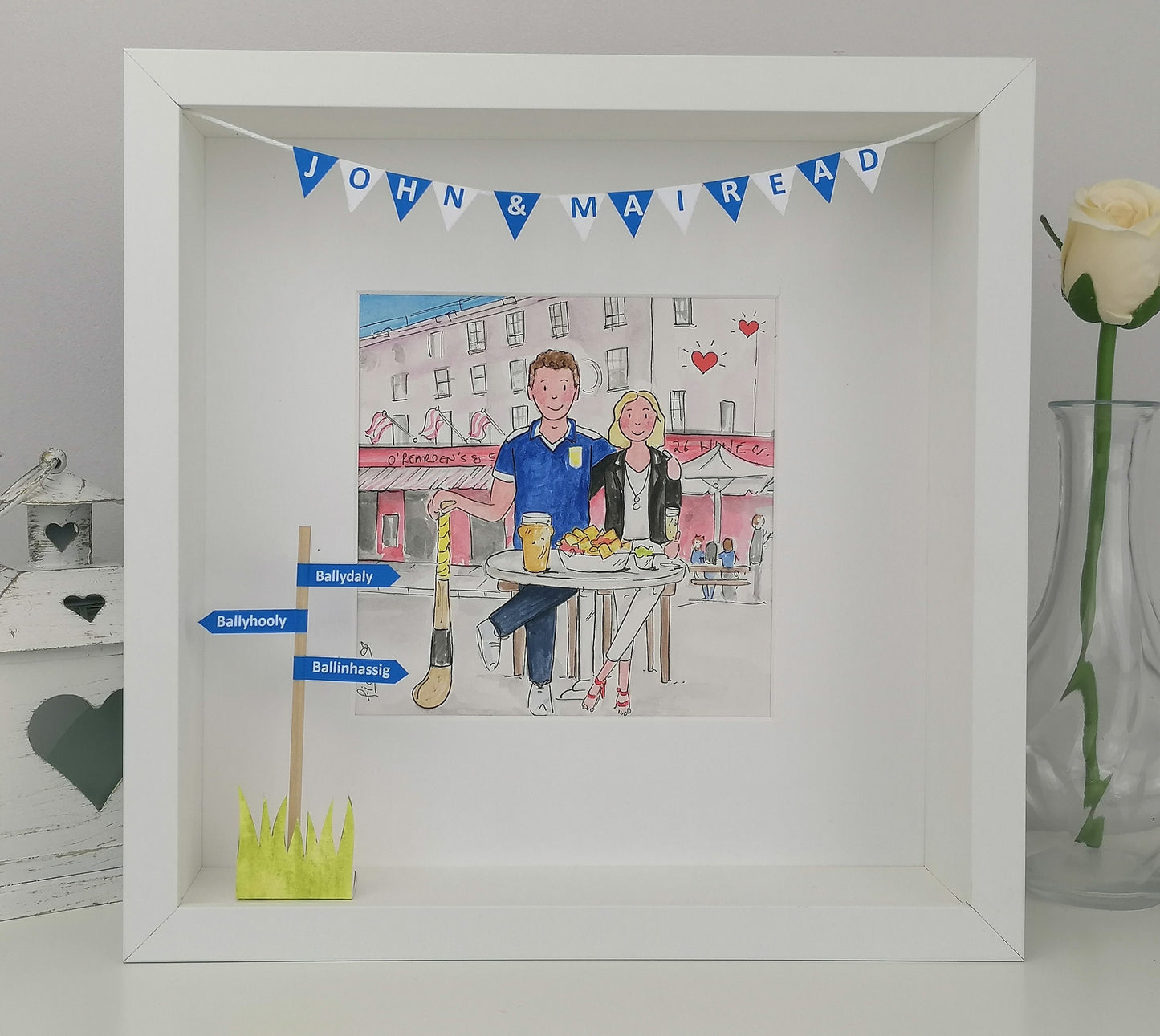 GAA Engagement Gift Idea - Personalised Gaelic Football Illustration - Custom Designed for Hurling & Camogie - Wedding Couple Gift