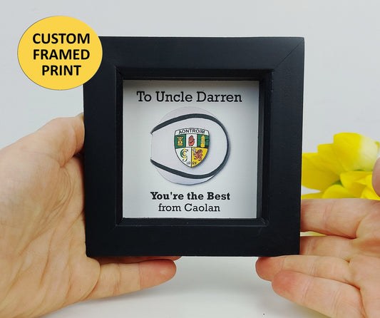 Secret Santa Gaelic Football Hurling or Rugby framed personalised print for men, GAA Christmas stocking filler gift for colleague or friend